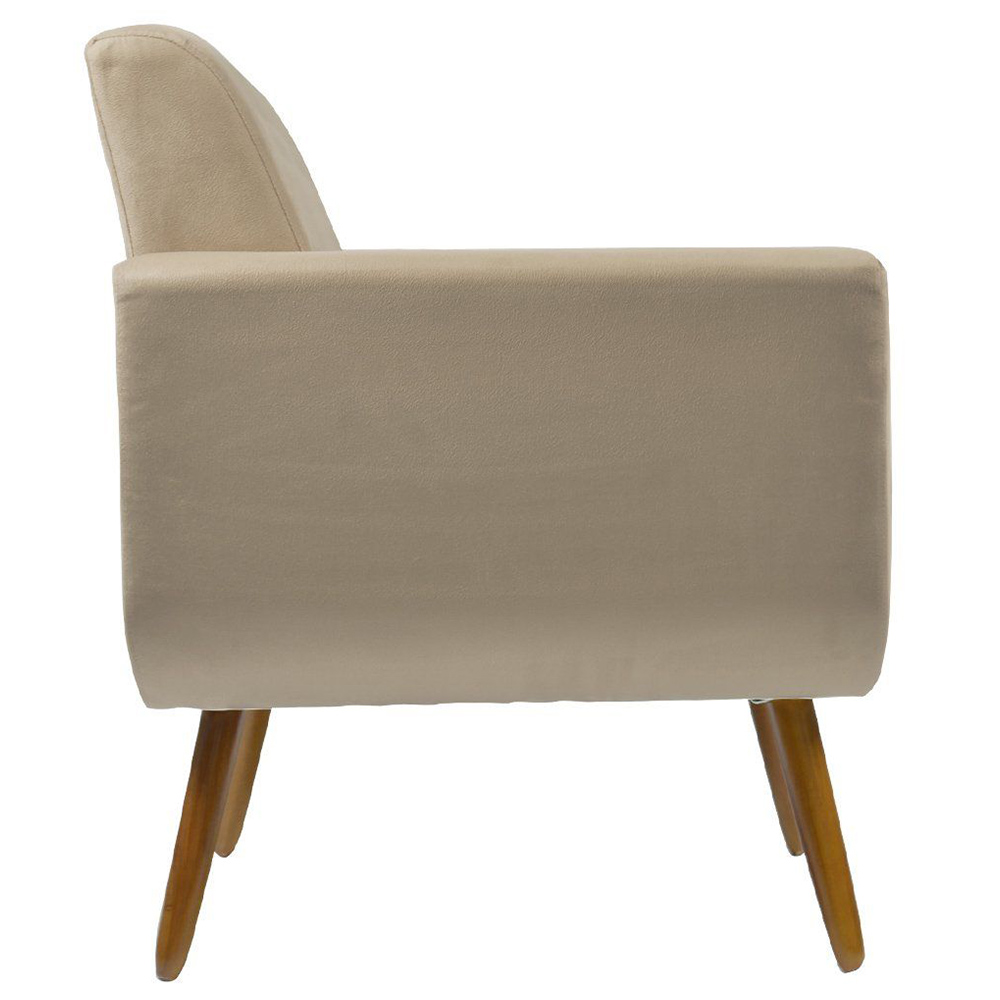 Poltrona Decorativa Pés Palito Cristal Suede Bege - DS Estofados