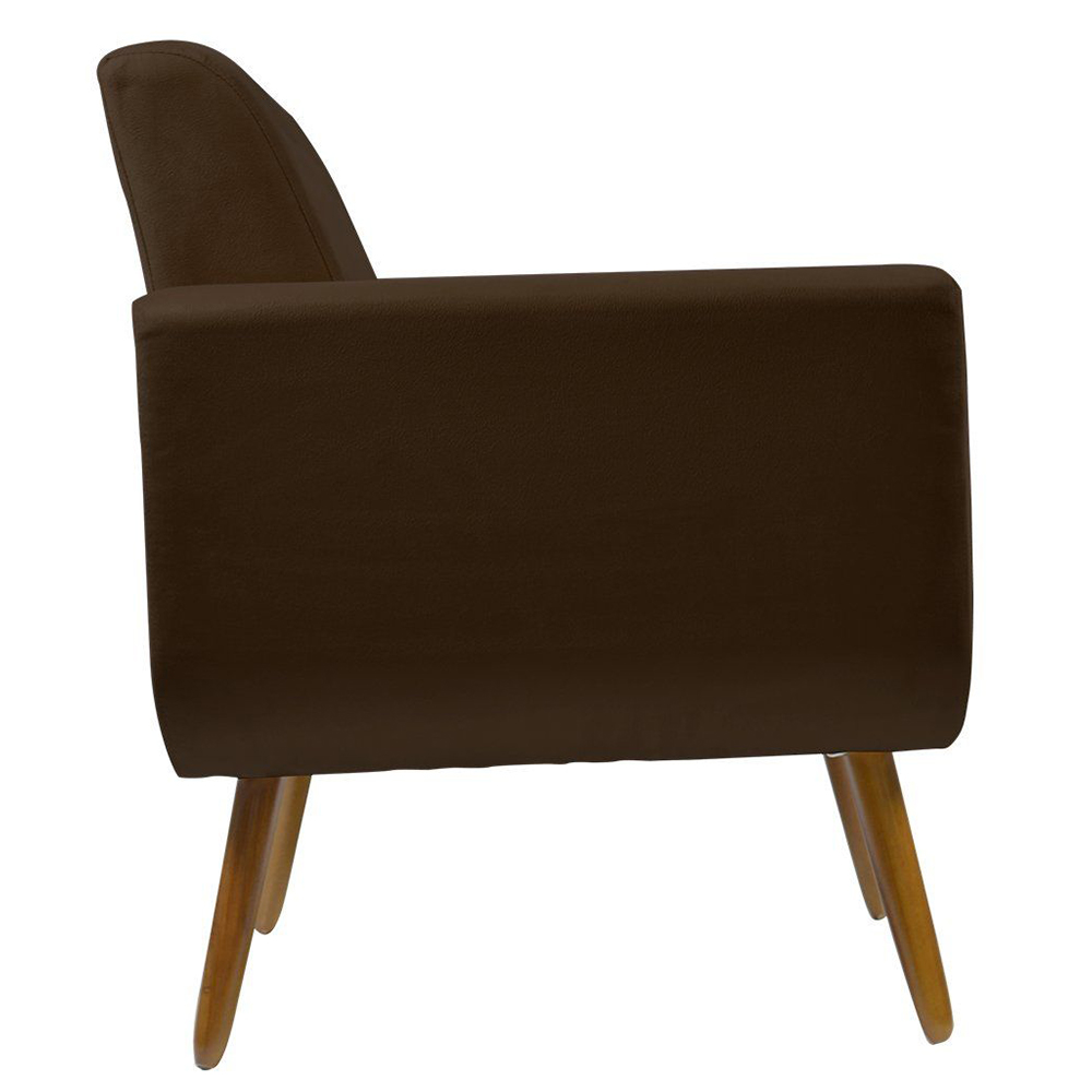 Poltrona Decorativa Pés Palito Cristal Suede Marrom - DS Estofados