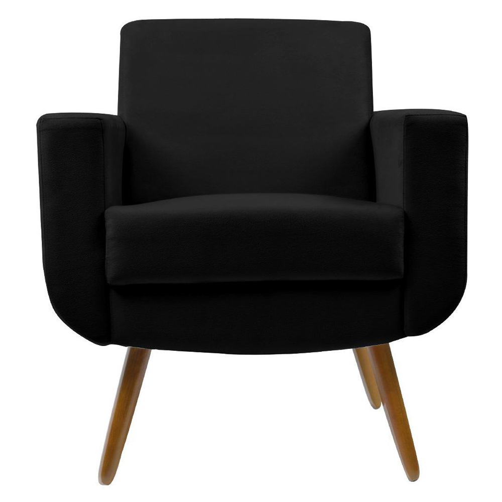 Poltrona Decorativa Pés Palito Cristal Suede Preto - DS Estofados