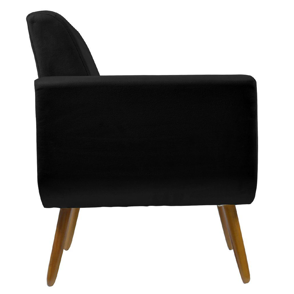 Poltrona Decorativa Pés Palito Cristal Suede Preto - DS Estofados