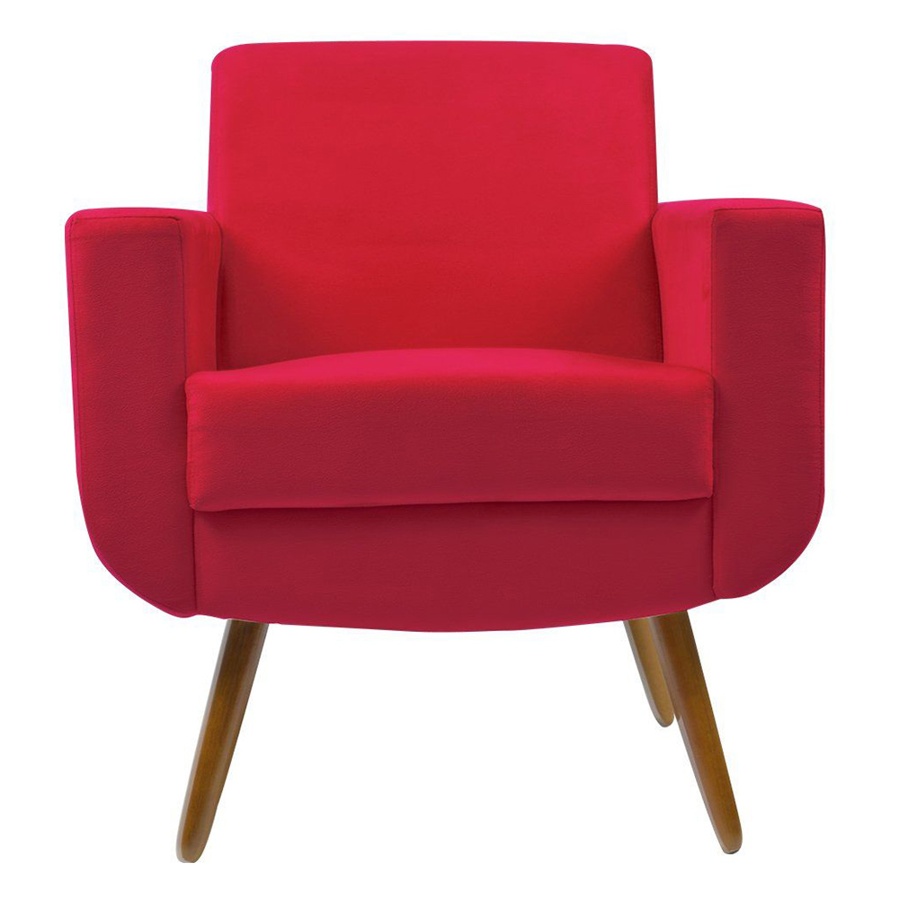 Poltrona Decorativa Pés Palito Cristal Suede Vermelho - DS Estofados