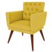 Poltrona Decorativa Pés Palito Nina Encosto Estilo Capitonê Amarelo - DS Móveis