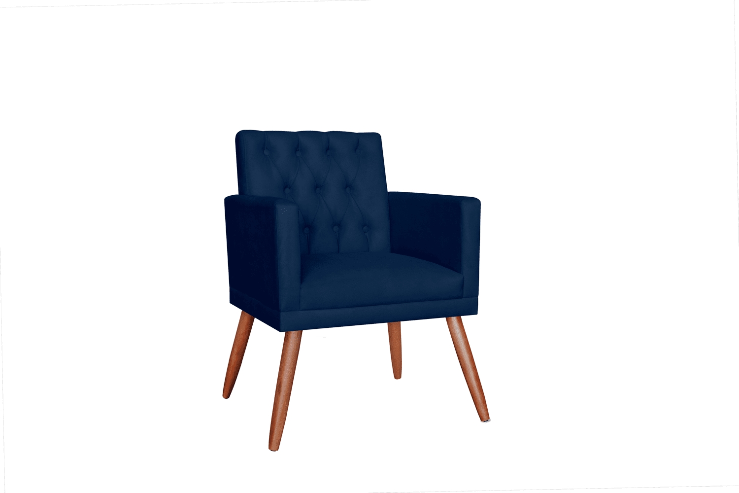Poltrona Decorativa Pés Palito Nina Encosto Estilo Capitonê Azul Marinho - DS Móveis