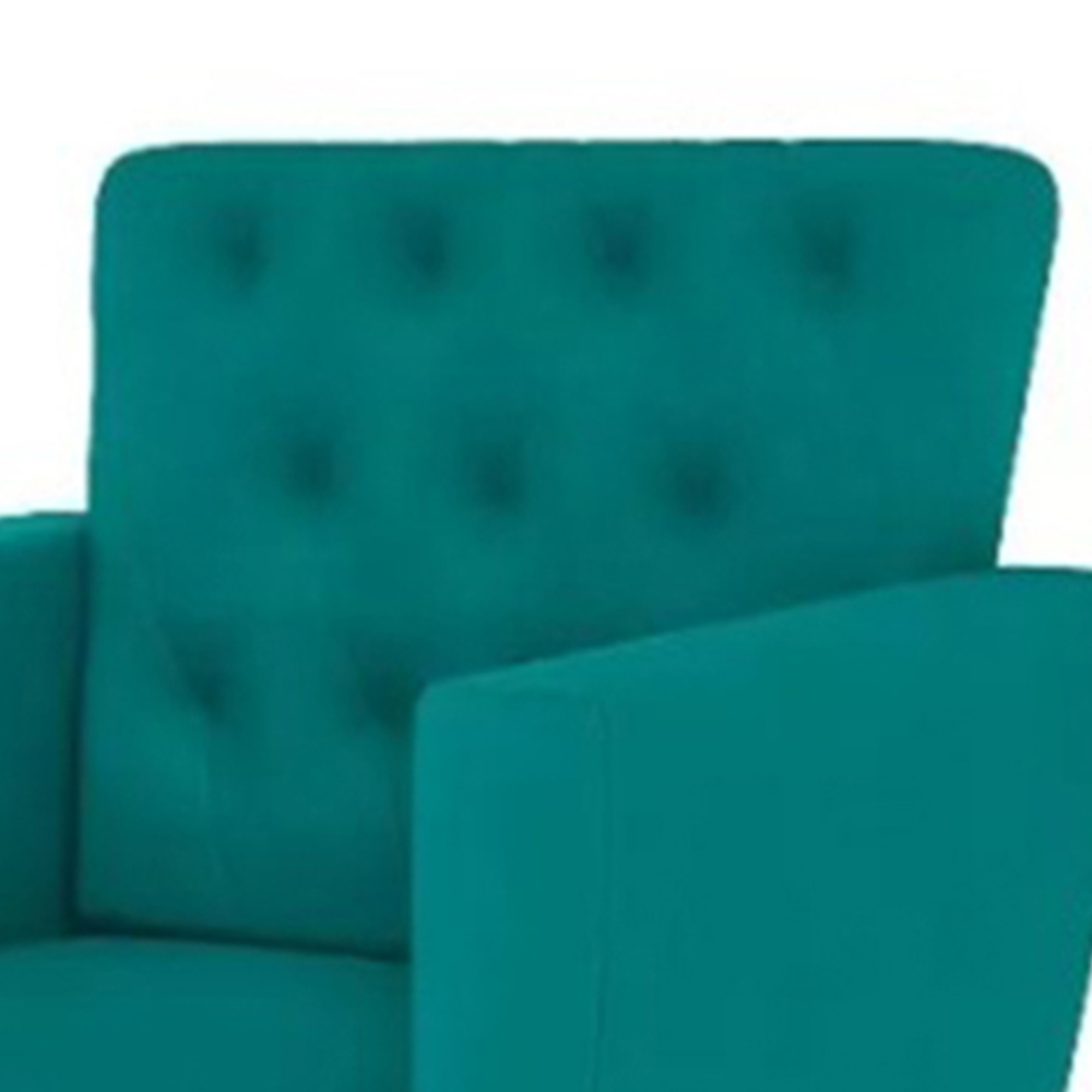 Poltrona Decorativa Pés Palito Nina Encosto Estilo Capitonê Azul Tiiffany - DS Móveis