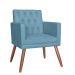 Poltrona Decorativa Pés Palito Nina Encosto Estilo Capitonê Azul Turquesa - DS Estofados