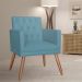 Poltrona Decorativa Pés Palito Nina Encosto Estilo Capitonê Azul Turquesa - DS Estofados