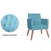 Poltrona Decorativa Pés Palito Nina Encosto Estilo Capitonê Azul Turquesa - DS Estofados