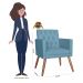 Poltrona Decorativa Pés Palito Nina Encosto Estilo Capitonê Azul Turquesa - DS Estofados