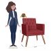 Poltrona Decorativa Pés Palito Nina Encosto Estilo Capitonê Bordô - DS Estofados