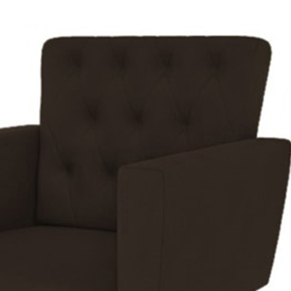 Poltrona Decorativa Pés Palito Nina Encosto Estilo Capitonê Marrom - DS Móveis