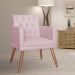Poltrona Decorativa Pés Palito Nina Encosto Estilo Capitonê Rosê - DS Estofados