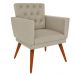 Poltrona Decorativa Pés Palito Nina Encosto Estilo Capitonê Suede Bege - DS Estofados