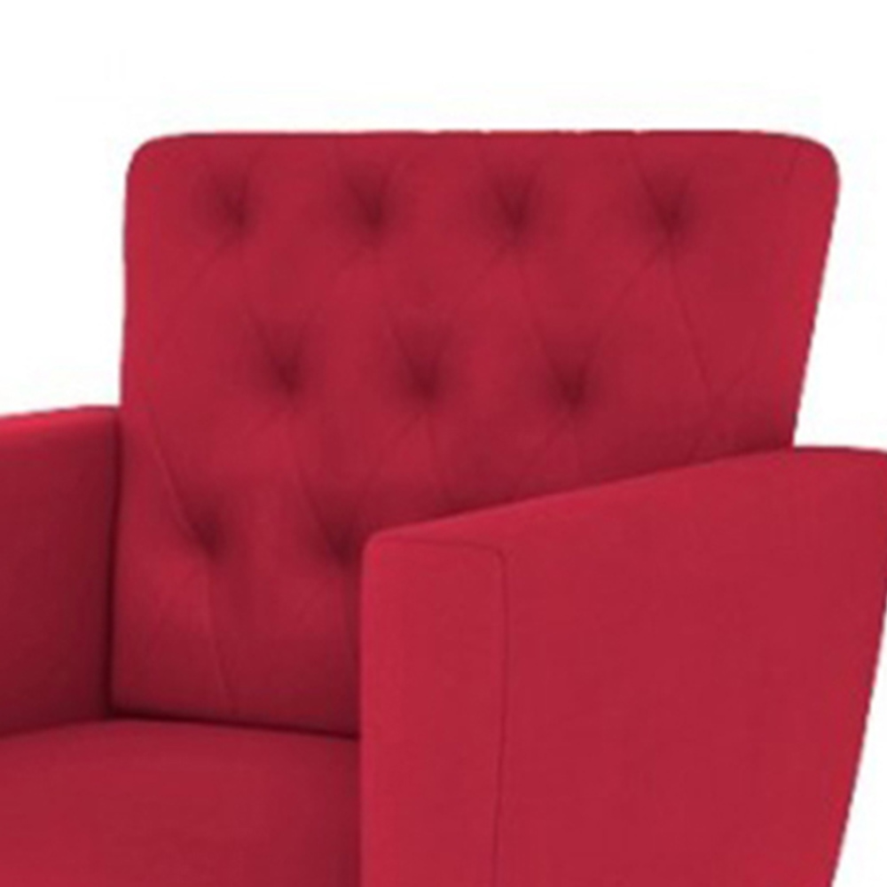 Poltrona Decorativa Pés Palito Nina Encosto Estilo Capitonê Vermelho - DS Móveis