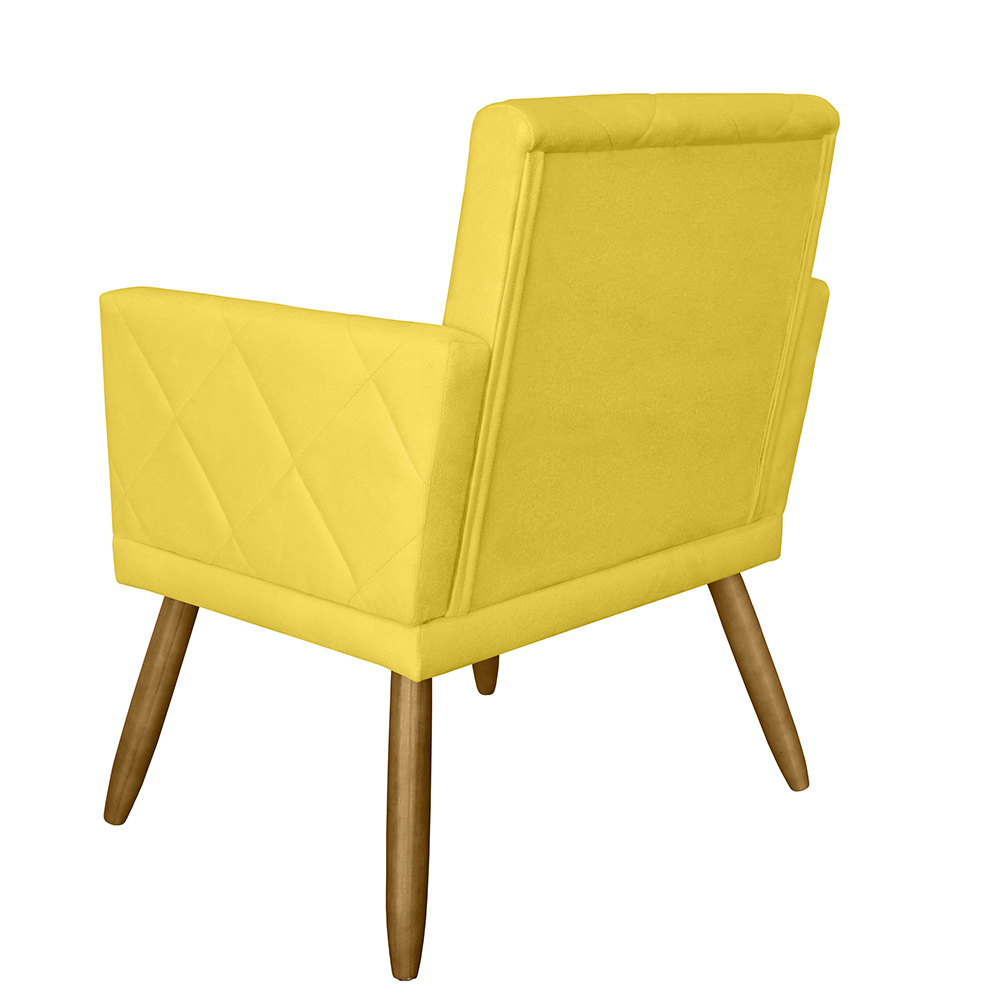 Poltrona Decorativa Pés Palito Nina Estilo Matelassê Amarelo - DS Estofados