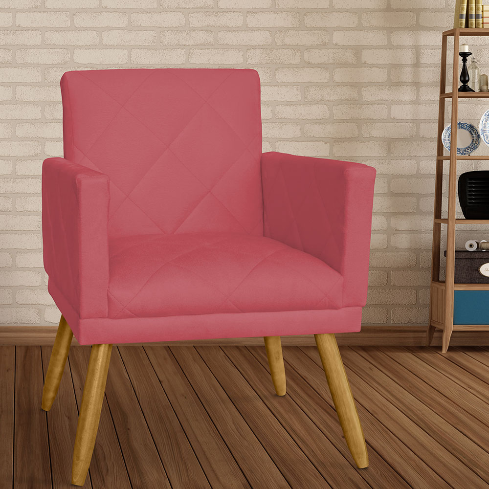Poltrona Decorativa Pés Palito Nina Estilo Matelassê Vermelho - DS Estofados