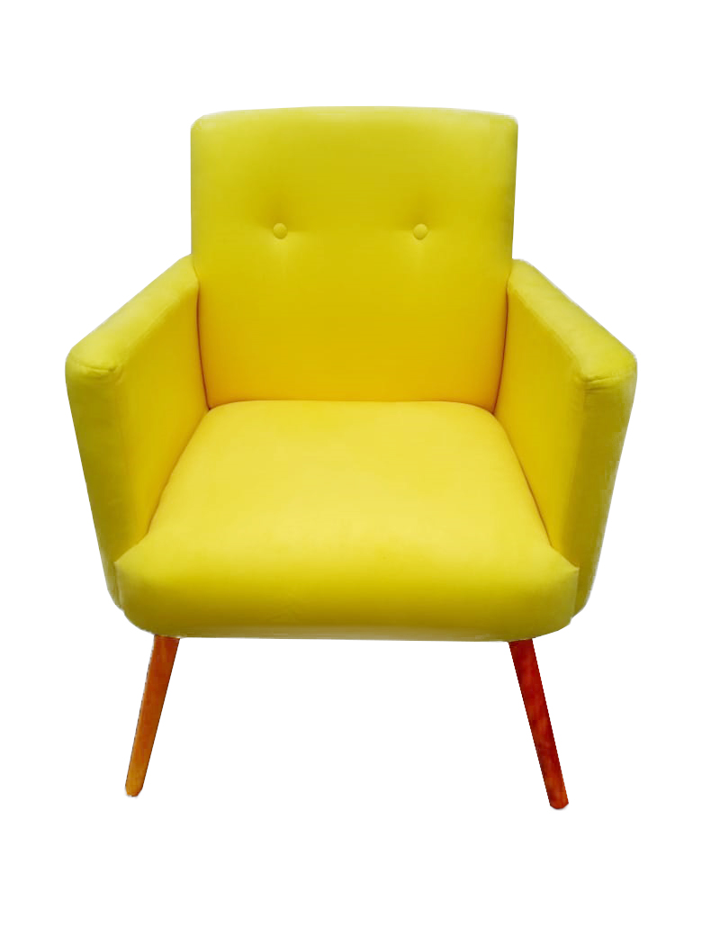 Poltrona Decorativa Pés Palito Nina Plus Suede Amarelo - DS Móveis