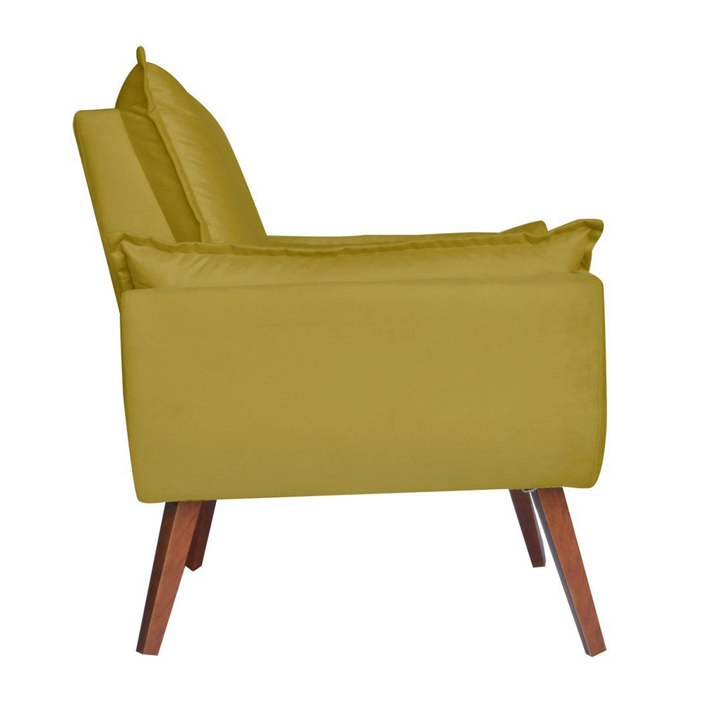 Poltrona Decorativa Pés Trapézio Opala Suede Amarelo - DS Estofados