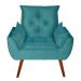 Poltrona Decorativa Pés Trapézio Opala Suede Azul Turquesa - DS Estofados