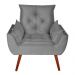 Poltrona Decorativa Pés Trapézio Opala Suede Cinza - DS Estofados