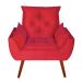Poltrona Decorativa Pés Trapézio Opala Suede Vermelho - DS Estofados
