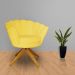 Poltrona Decorativa Pétala Pés Madeira Giratório Suede Amarelo - DS Estofados