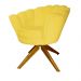 Poltrona Decorativa Pétala Pés Madeira Giratório Suede Amarelo - DS Estofados