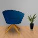 Poltrona Decorativa Pétala Pés Madeira Giratório Suede Azul Marinho - DS Estofados