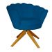 Poltrona Decorativa Pétala Pés Madeira Giratório Suede Azul Royal - DS Estofados