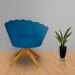 Poltrona Decorativa Pétala Pés Madeira Giratório Suede Azul Royal - DS Estofados