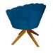 Poltrona Decorativa Pétala Pés Madeira Giratório Suede Azul Royal - DS Estofados