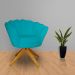Poltrona Decorativa Pétala Pés Madeira Giratório Suede Azul Turquesa - DS Estofados