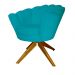 Poltrona Decorativa Pétala Pés Madeira Giratório Suede Azul Turquesa - DS Estofados