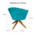 Poltrona Decorativa Pétala Pés Madeira Giratório Suede Azul Turquesa - DS Estofados