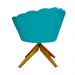 Poltrona Decorativa Pétala Pés Madeira Giratório Suede Azul Turquesa - DS Estofados