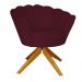 Poltrona Decorativa Pétala Pés Madeira Giratório Suede Bordô - DS Estofados