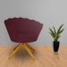 Poltrona Decorativa Pétala Pés Madeira Giratório Suede Bordô - DS Estofados