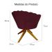Poltrona Decorativa Pétala Pés Madeira Giratório Suede Bordô - DS Estofados