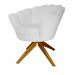 Poltrona Decorativa Pétala Pés Madeira Giratório Suede Branco - DS Estofados