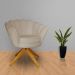 Poltrona Decorativa Pétala Pés Madeira Giratório Suede Capuccino - DS Estofados