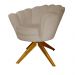 Poltrona Decorativa Pétala Pés Madeira Giratório Suede Capuccino - DS Estofados