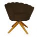 Poltrona Decorativa Pétala Pés Madeira Giratório Suede Marrom - DS Estofados
