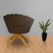 Poltrona Decorativa Pétala Pés Madeira Giratório Suede Marrom - DS Estofados