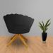 Poltrona Decorativa Pétala Pés Madeira Giratório Suede Preto - DS Estofados