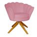 Poltrona Decorativa Pétala Pés Madeira Giratório Suede Rosa - DS Estofados