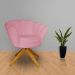 Poltrona Decorativa Pétala Pés Madeira Giratório Suede Rosa - DS Estofados