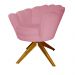 Poltrona Decorativa Pétala Pés Madeira Giratório Suede Rosa - DS Estofados