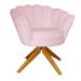 Poltrona Decorativa Pétala Pés Madeira Giratório Suede Rosa Bebê - DS Estofados