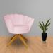 Poltrona Decorativa Pétala Pés Madeira Giratório Suede Rosa Bebê - DS Estofados