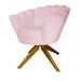 Poltrona Decorativa Pétala Pés Madeira Giratório Suede Rosa Bebê - DS Estofados