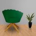 Poltrona Decorativa Pétala Pés Madeira Giratório Suede Verde - DS Estofados